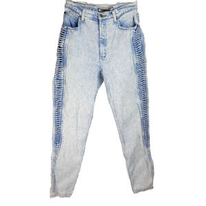 Vtg 90s Y2K Acid Wash Side Laced Jean Size 13 Daily Jeans High Rise Blue Skinny